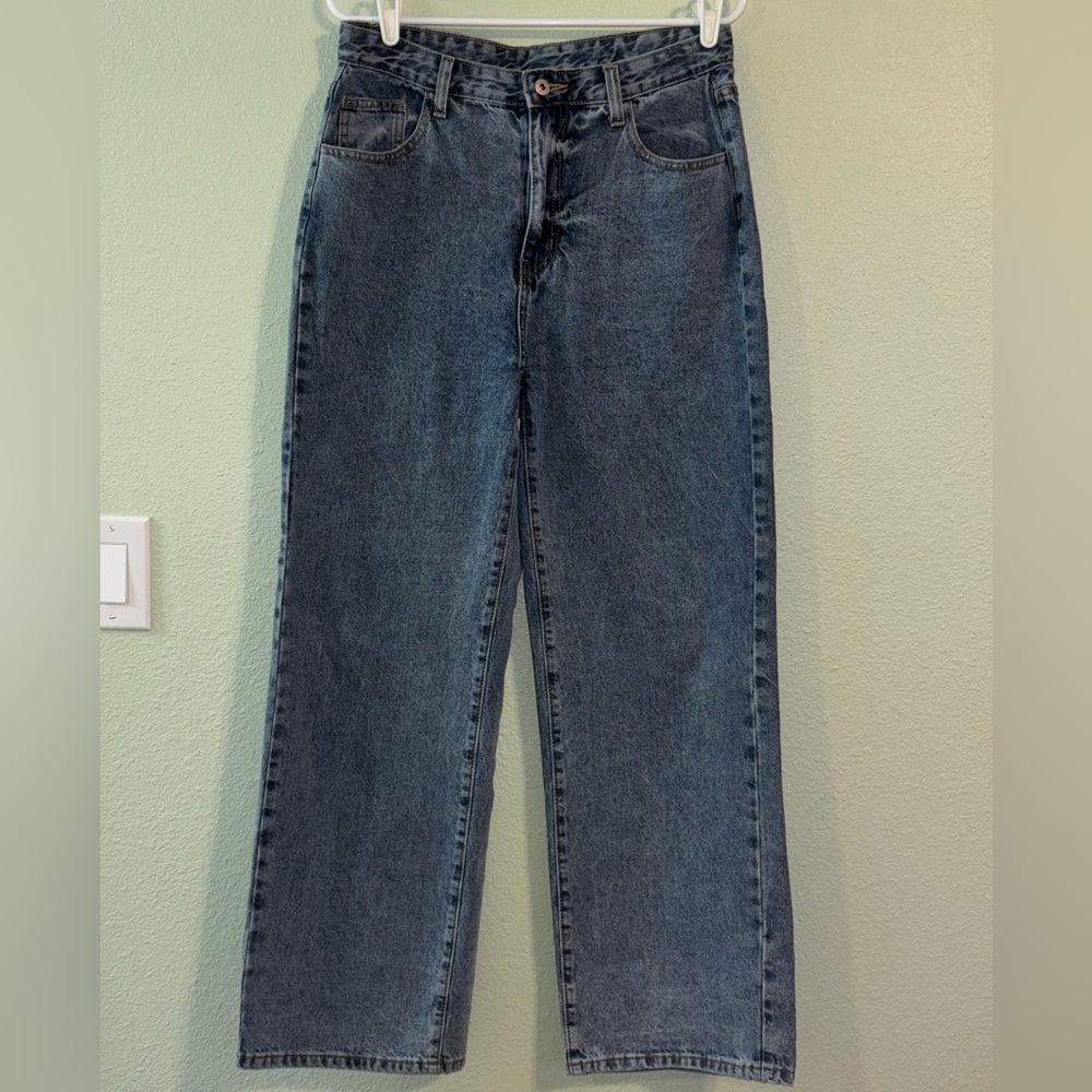 SHEIN Blue Wide Leg Jeans